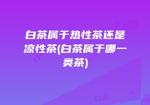 白茶属于热性茶还是凉性茶(白茶属于哪一类茶)