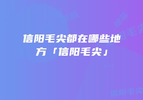 信阳毛尖都在哪些地方「信阳毛尖」