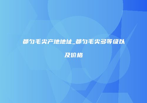 都匀毛尖产地地址_都匀毛尖多等级以及价格