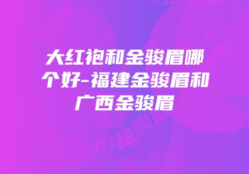 大红袍和金骏眉哪个好-福建金骏眉和广西金骏眉