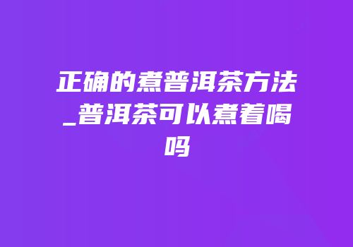 正确的煮普洱茶方法_普洱茶可以煮着喝吗