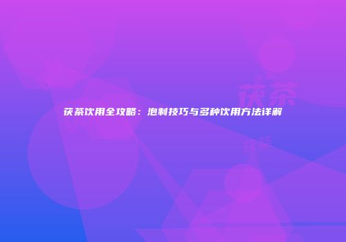 茯茶饮用全攻略：泡制技巧与多种饮用方法详解