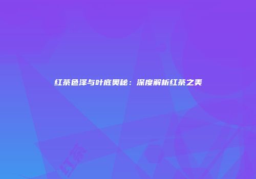 红茶色泽与叶底奥秘：深度解析红茶之美