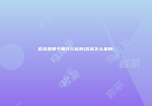 岩茶是哪个朝代兴起的(岩茶怎么来的)