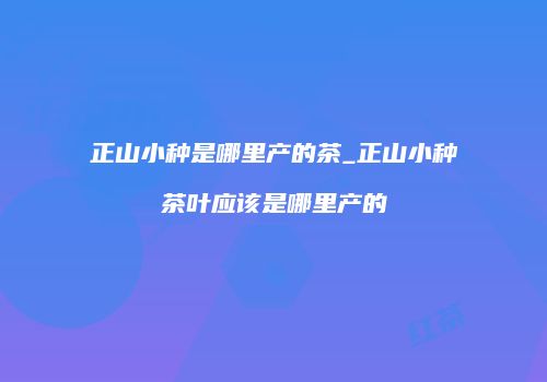 正山小种是哪里产的茶_正山小种茶叶应该是哪里产的
