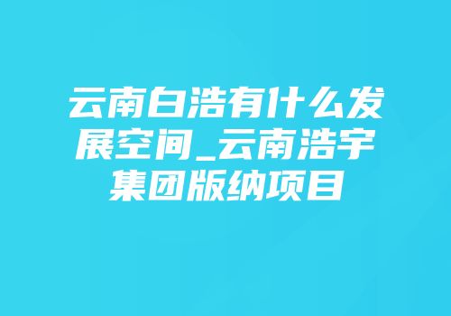 云南白浩有什么发展空间_云南浩宇集团版纳项目