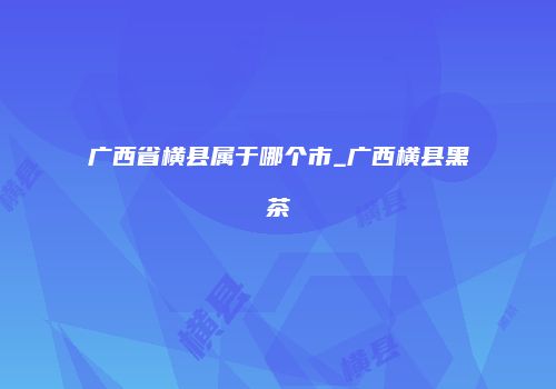 广西省横县属于哪个市_广西横县黑茶