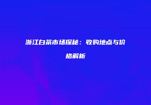 浙江白茶市场探秘：收购地点与价格解析
