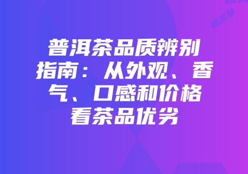 普洱茶品质辨别指南：从外观、香气、口感和价格看茶品优劣