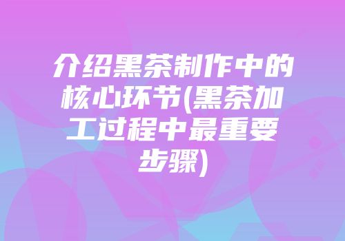 介绍黑茶制作中的核心环节(黑茶加工过程中最重要步骤)