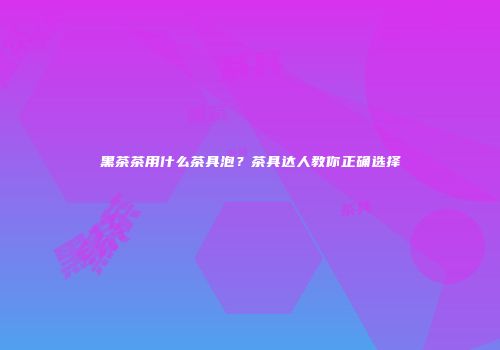 黑茶茶用什么茶具泡？茶具达人教你正确选择