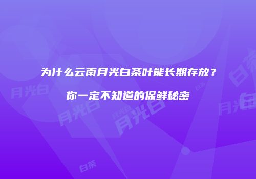 为什么云南月光白茶叶能长期存放？你一定不知道的保鲜秘密