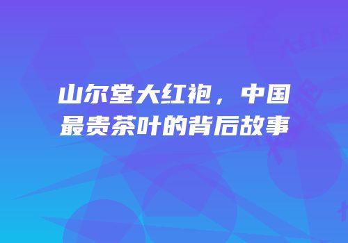 山尔堂大红袍，中国最贵茶叶的背后故事