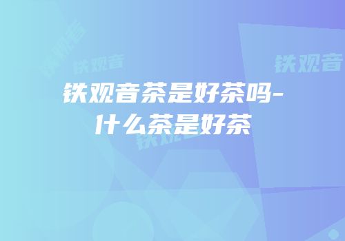 铁观音茶是好茶吗-什么茶是好茶