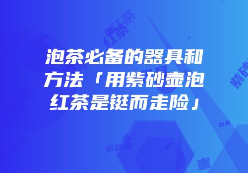泡茶必备的器具和方法「用紫砂壶泡红茶是铤而走险」