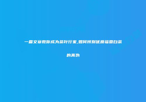 一篇文章教你成为茶叶行家,如何辨别优质福鼎白茶的真伪