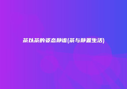 茶以茶的姿态静谧(茶与静置生活)