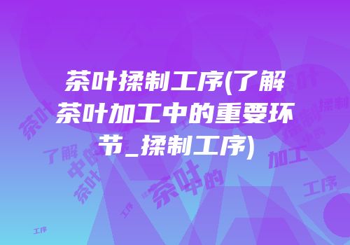 茶叶揉制工序(了解茶叶加工中的重要环节_揉制工序)