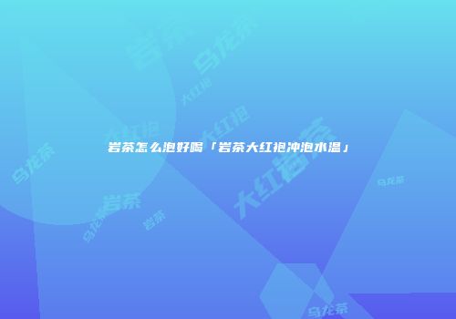 岩茶怎么泡好喝「岩茶大红袍冲泡水温」