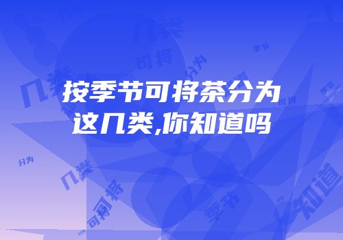 按季节可将茶分为这几类,你知道吗
