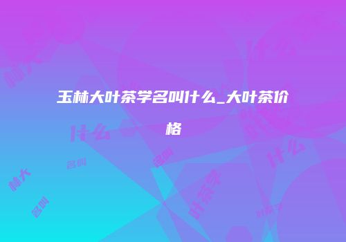玉林大叶茶学名叫什么_大叶茶价格