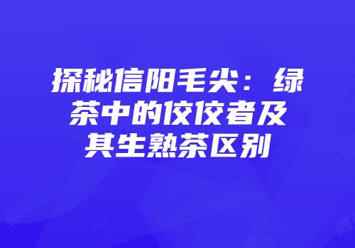 探秘信阳毛尖：绿茶中的佼佼者及其生熟茶区别