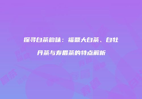 探寻白茶韵味：福鼎大白茶、白牡丹茶与寿眉茶的特点解析