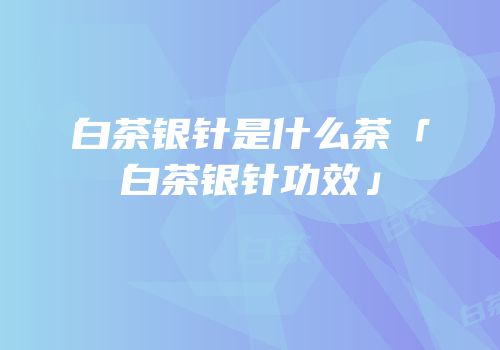白茶银针是什么茶「白茶银针功效」