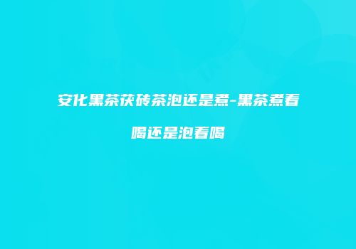安化黑茶茯砖茶泡还是煮-黑茶煮着喝还是泡着喝