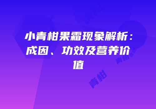 小青柑果霜现象解析：成因、功效及营养价值