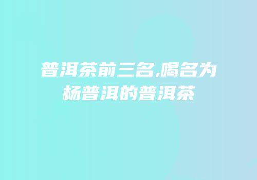 普洱茶前三名,喝名为杨普洱的普洱茶