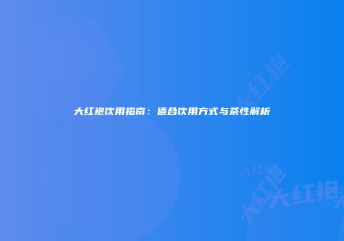 大红袍饮用指南：适合饮用方式与茶性解析