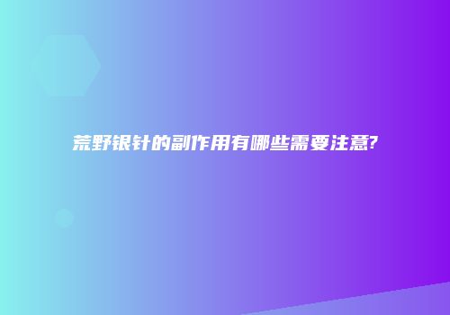 荒野银针的副作用有哪些需要注意?