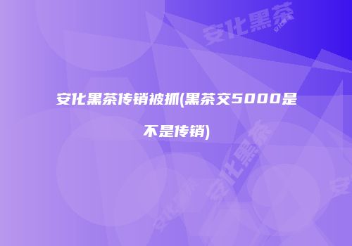 安化黑茶传销被抓(黑茶交5000是不是传销)