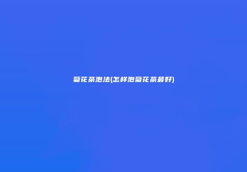 菊花茶泡法(怎样泡菊花茶最好)