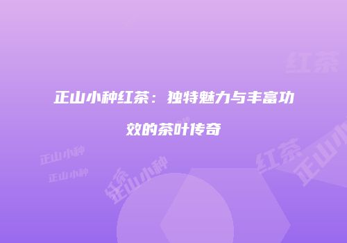 正山小种红茶：独特魅力与丰富功效的茶叶传奇