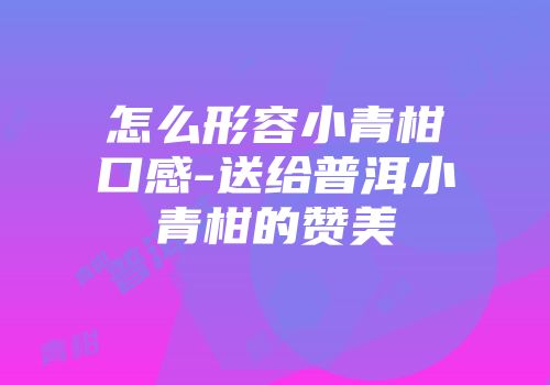 怎么形容小青柑口感-送给普洱小青柑的赞美
