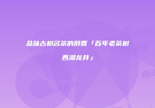 品味古树名茶的醇香「百年老茶树西湖龙井」