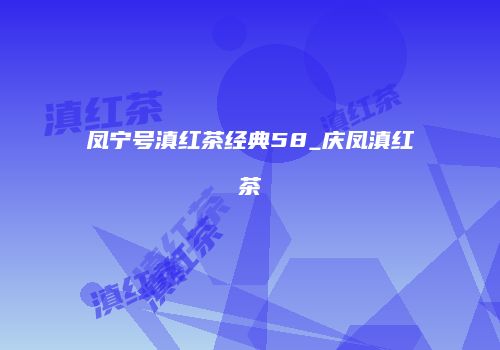 凤宁号滇红茶经典58_庆凤滇红茶