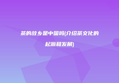 茶的故乡是中国吗(介绍茶文化的起源和发展)