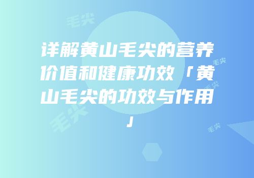 详解黄山毛尖的营养价值和健康功效「黄山毛尖的功效与作用」