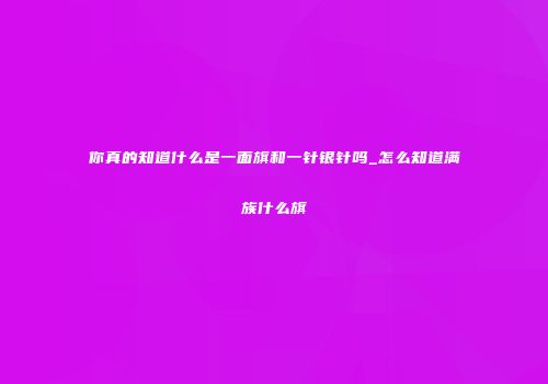 你真的知道什么是一面旗和一针银针吗_怎么知道满族什么旗