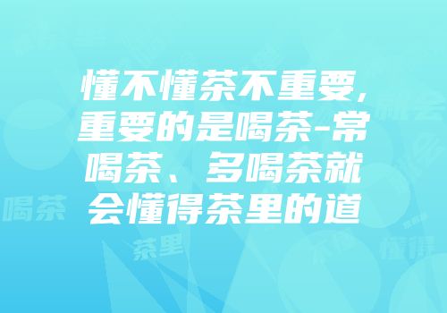 懂不懂茶不重要,重要的是喝茶-常喝茶、多喝茶就会懂得茶里的道
