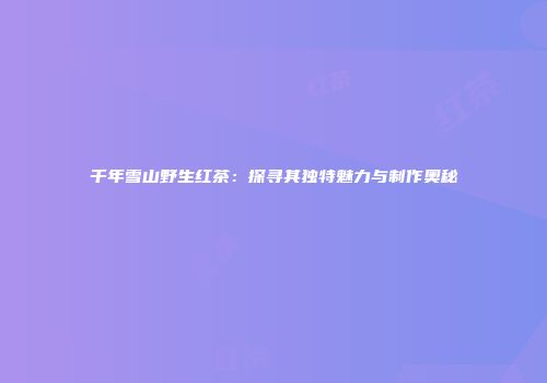 千年雪山野生红茶：探寻其独特魅力与制作奥秘