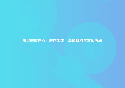 探寻白茶魅力：制作工艺、品质鉴别与文化内涵
