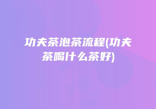 功夫茶泡茶流程(功夫茶喝什么茶好)