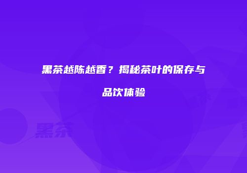 黑茶越陈越香？揭秘茶叶的保存与品饮体验