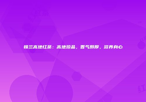 锡兰高地红茶：高地珍品，香气醇厚，滋养身心