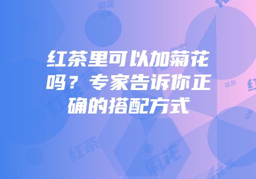 红茶里可以加菊花吗？专家告诉你正确的搭配方式