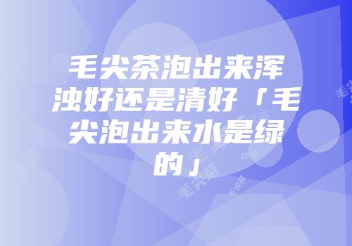 毛尖茶泡出来浑浊好还是清好「毛尖泡出来水是绿的」